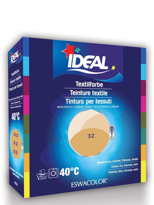 IDEAL / ESWACOLOR, Teinture textile BEIGE pour coton, lin, viscose, soie  Maxi 32, Teinture pour coton, lin et viscose (Maxi)